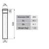Image of SPKP pellet 80 – pellet stove chimney pipe black 500mm diameter Ø80mm