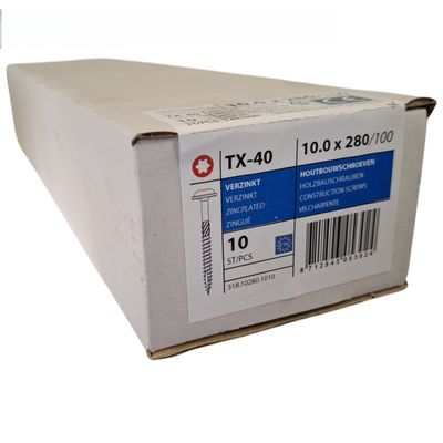 Photo of Construction screws wafer head 10.0 x 280 10 pcs