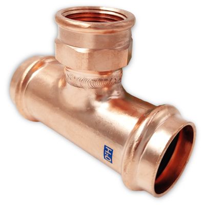 Foto van AesPRES Uniko koper persfitting T-stuk met binnendraad 12mm x 1/2inch x 12mm