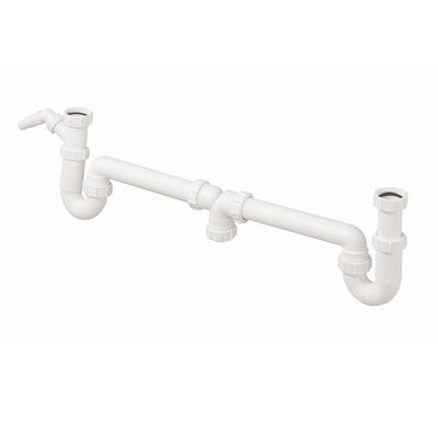 Foto van Martens PP 1 1/2inch x 40mm wasbaksifon dubbele klemaansluiting