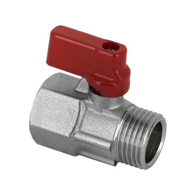 Foto van BONFIX messing minikogelkraan met rode knop 1/2inch RRp