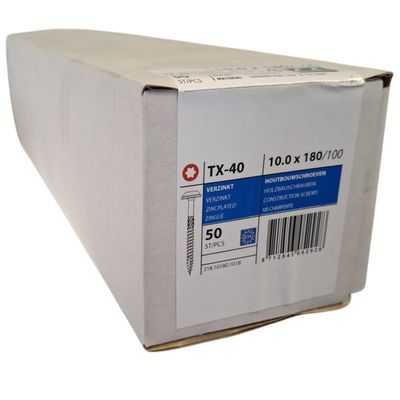 Tellerkopschroeven 10.0 x 180 deeldraad - 50 stuks