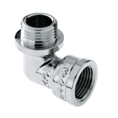 BONFIX messing verchroomd draadfitting bocht 90 graden met kraag 3/8inch RRp Foto van BONFIX messing verchroomd draadfitting bocht 90 graden met kraag 3/8inch RRp