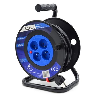 Elektrische Kabelhaspel 25 m – 4 Stopcontacten – 230V – 3x1.5mm² - GEKO