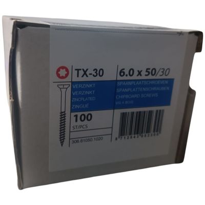 Photo of Chipboard screws 6.0 x 50 partial thread galvanized - 100 pcs