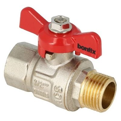 BONFIX brass threaded fitting ball valve red butterfly knob 1inch RRp