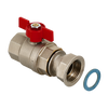 Image of BONFIX brass threaded fitting ball valve red butterfly knob 1inch RRp