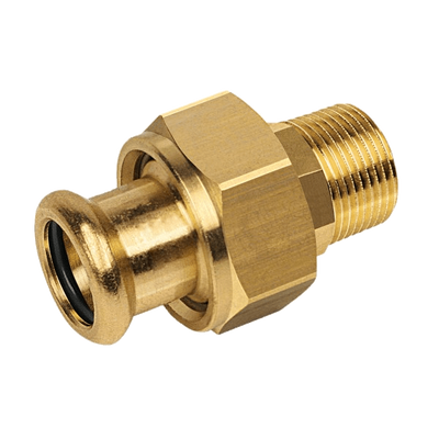 Photo of BONFIX press fitting red copper 3-piece coupling 15mm x 1/2inch FR