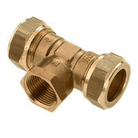BONFIX messing knelfitting T-stuk binnendraad 22mm x 1/2inch x 22mm FRpF