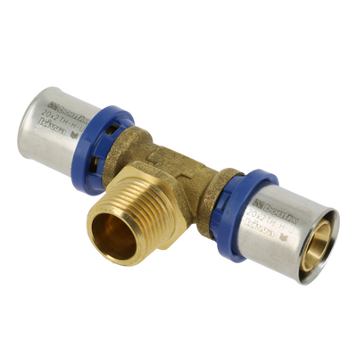 Bonfix Alu-press brass press fitting Tee 20 x 3/4 Photo of Bonfix Alu-press brass press fitting Tee 20 x 3/4