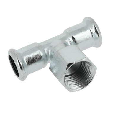 Photo of BONFIX press fitting galvanized steel Tee 54mm x 1/2inch x 54mm FRpF