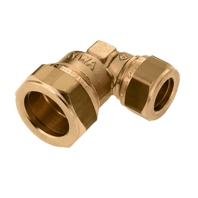 Foto van BONFIX messing knelfitting knie / bocht verlopend 15mm x 10mm FF
