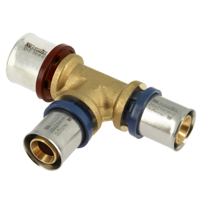 Photo of Bonfix Alu press brass fitting coupling Tee reduced 32mm x 20mm x 20mm FFF