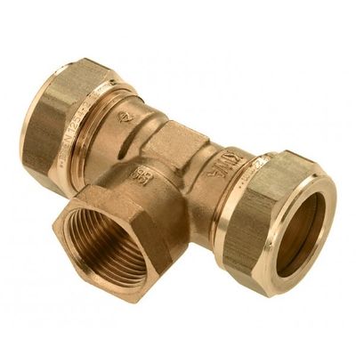 Foto van BONFIX messing knelfitting T-stuk binnendraad 15mm x 3/8inch x 15mm FRpF