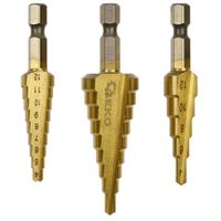 GEKO trappenboor Set 3–20 mm | HSS met Titanium | 1/4inch zeskant (hex) aansluiting