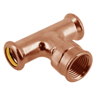 Photo of BONFIX press fitting red copper gas Tee 28mm x 1/2inchx 28mm FRpF