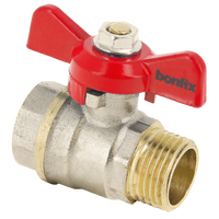 BONFIX brass threaded fitting ball valve red butterfly knob 1 1/4inch RRp