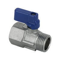 BONFIX messing draadfitting minikogelkraan met blauwe knop 1/2inch RRp