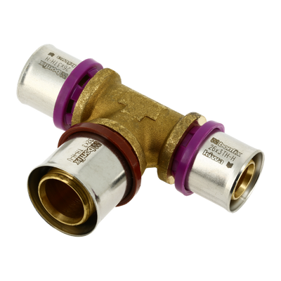 Photo of Bonfix Alu-press brass fitting coupling Tee reduced 26mm x 32mm x 26mm FFF
