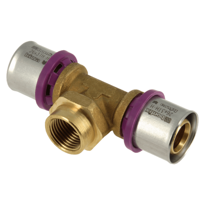 Bonfix Alu-press brass fitting coupling Tee 26mm x 1/2inch female thread FRpF Photo of Bonfix Alu-press brass fitting coupling Tee 26mm x 1/2inch female thread FRpF