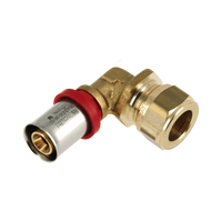 BONFIX Alu-pers - messing perskoppeling verloop naar knelfitting - bocht verlopend 16 x 15mm