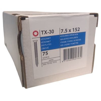 Frame fixing screws flat head 7.5 x 152 -75 pcs
