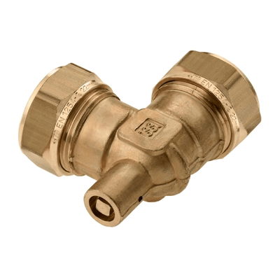 Foto van BONFIX messing knelfitting knie / bocht met ontluchter 22mm FF