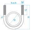 Afbeelding van U-beugels rond DIN3570 DN32 M10x86x56x50 ijzer gegalvaniseerd