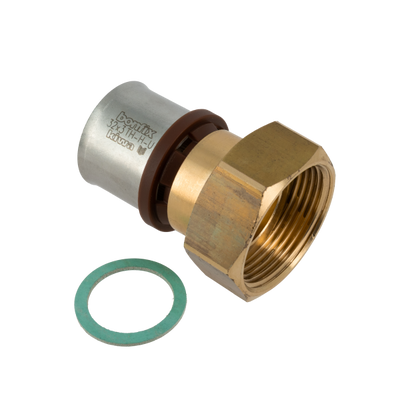 Bonfix Alu-press brass fitting union coupling with loose nut internal thread 1 1/4inch x 32mm FRp Photo of Bonfix Alu-press brass fitting union coupling with loose nut internal thread 1 1/4inch x 32mm FRp
