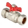 Image of BONFIX brass ball valve with butterfly handle compression 15mm FF