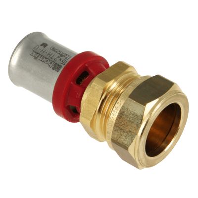 Bonfix Alu-press brass press fitting reducer to compression fitting straight 16mm x 15mm FF Photo of Bonfix Alu-press brass press fitting reducer to compression fitting straight 16mm x 15mm FF