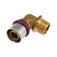 BONFIX Alu-pers - messing perskoppeling - bocht / knie met buitendraad 26mm x 1inch