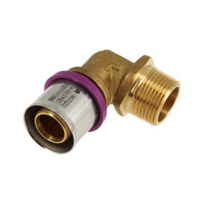 Foto van BONFIX Alu-pers - messing perskoppeling - bocht / knie met buitendraad 26mm x 1inch