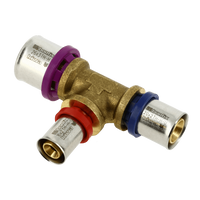 Bonfix Alu-press brass fitting coupling Tee reduced 26mm x 16mm x 20mm FFF