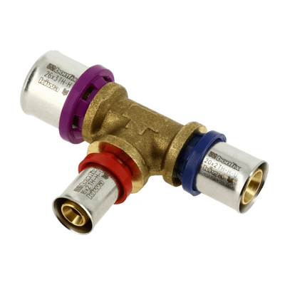 Photo of Bonfix Alu-press brass fitting coupling Tee reduced 26mm x 16mm x 20mm FFF