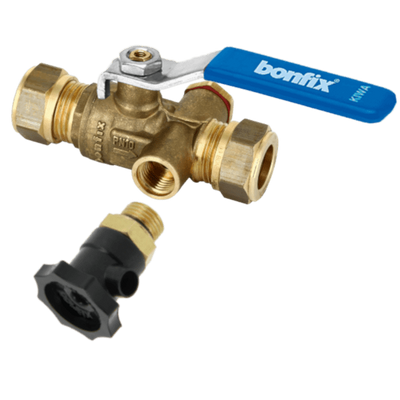 BONFIX messing knel kogelkraan met aftapper 22mm FF BONFIX messing knel kogelkraan met aftapper 22mm FF