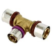 Bonfix alu-pers T-stuk verlopend 32 x 26 x 32 mm messing persfitting