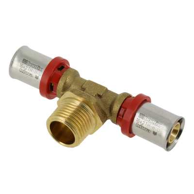 Bonfix Alu-press brass fitting coupling Tee 16mm x 1/2inch x 16mm FRF Photo of Bonfix Alu-press brass fitting coupling Tee 16mm x 1/2inch x 16mm FRF