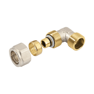 Photo of Bonfix Alu-compression fitting brass elbow male thread 1inch x 26mm FR