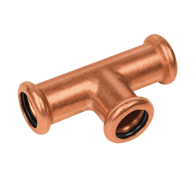 Photo of BONFIX press fitting red copper Tee reduced 28mm x 22mm x 28mm FFF