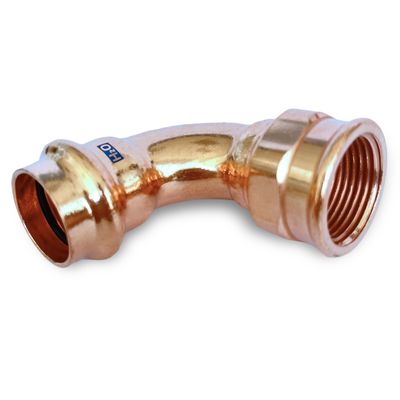 Photo of AesPRES Uniko copper pressfitting - elbow internal thread 90 degrees 15mm x 3/4inch