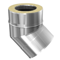 SKS 130 – dubbelwandig rookkanaal rvs bocht 45 graden diameter Ø130mm