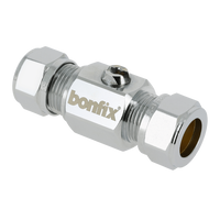 BONFIX messing verchroomd knel minikogelkraan met schroevendraaier bediening recht 12mm x 10mm FF