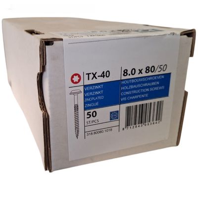 Photo of Construction screws wafer head 8.0 x 80 50 pcs