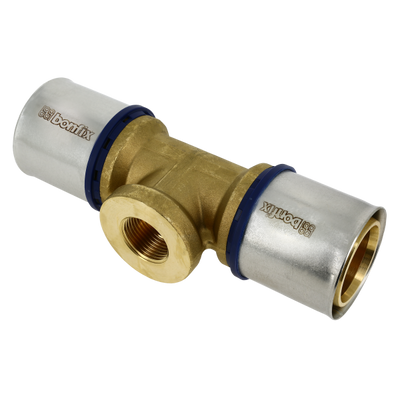Photo of Bonfix Alu-press brass press fitting Tee 40mm x 1 1/4inch x 40mm FRpF