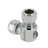 BONFIX messing verchroomd knel minikogelkraan met schroevendraaier bediening haaks 10mm FF