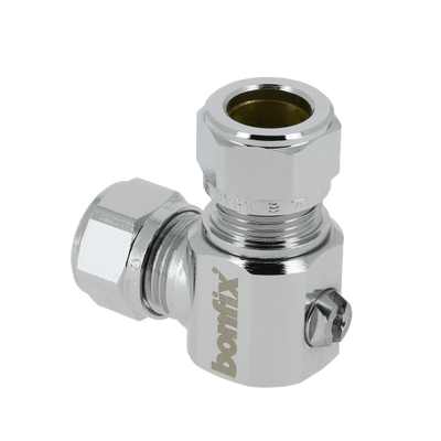 BONFIX messing verchroomd knel minikogelkraan met schroevendraaier bediening haaks 10mm FF Foto van BONFIX messing verchroomd knel minikogelkraan met schroevendraaier bediening haaks 10mm FF