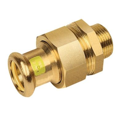 Photo of BONFIX press fitting red copper gas 3-piece union coupling 1/2inch x 15mm FR