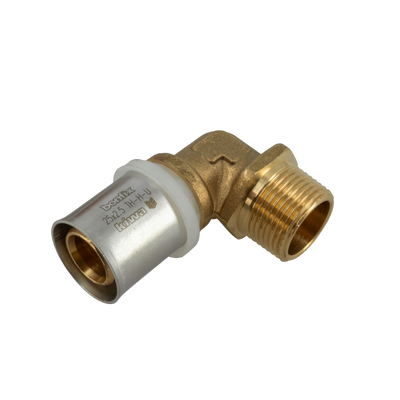 Foto van BONFIX Alu-pers messing persfitting bocht / knie buitendraad 25mm x 3/4inch FR
