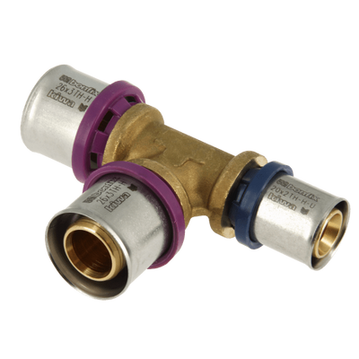 Bonfix Alu-press brass fitting coupling Tee reduced 26mm x 26mm x 20mm FFF Bonfix Alu-press brass fitting coupling Tee reduced 26mm x 26mm x 20mm FFF